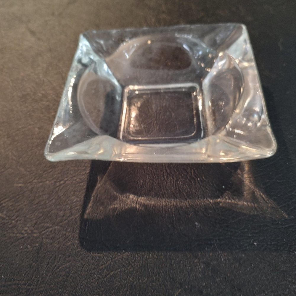 Vintage 4.5-Inch Square Glass Ashtray